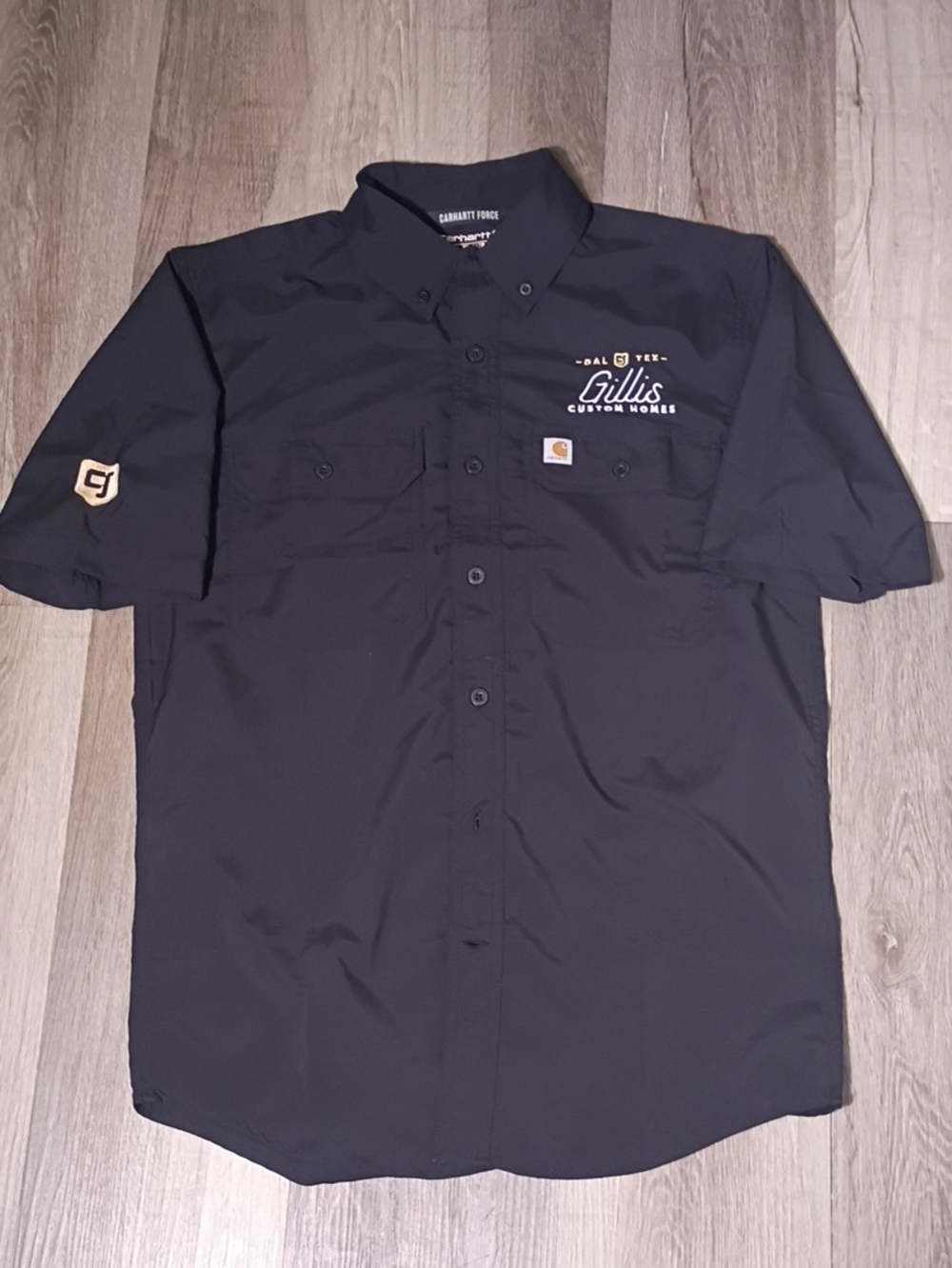 Carhartt Black Short-Sleeve Button-Down Work Shirt with Logo